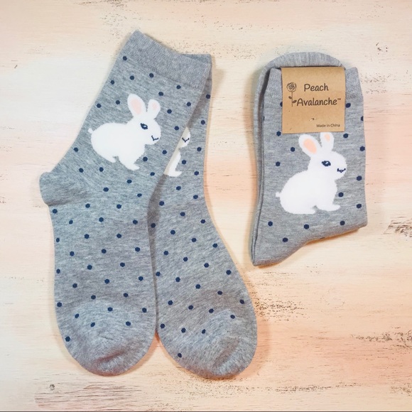 Peach Avalanche Accessories - 🐰🧦 One Pair Bunny Rabbit Polka Dot Women’s Socks